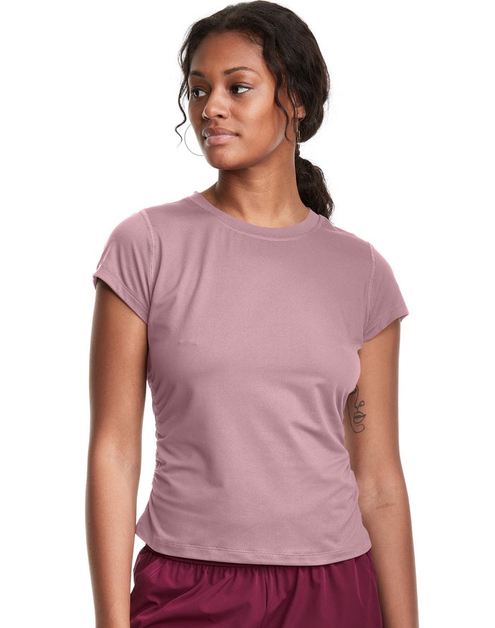 Champion Dame T-Shirts Beige - Soft Touch Ruched Side - Danmark JUZ-485639